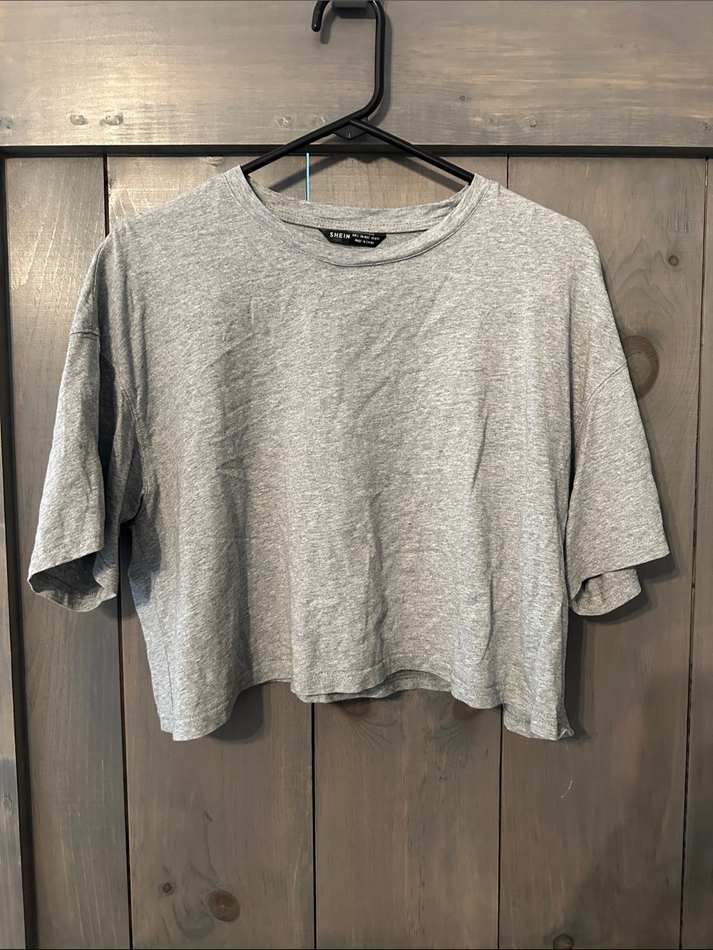 SHEIN Heather Gray Cropped Boxy Tee